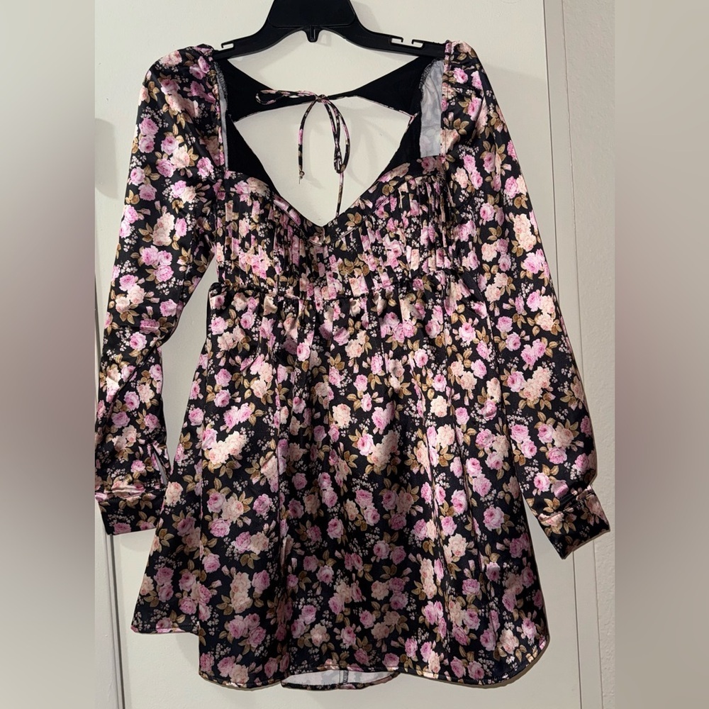 FOR LOVE & LEMONS Kate Long Sleeve Mini Dress Floral SM COQUETTE FESTIVAL NWT - Picture 2 of 11